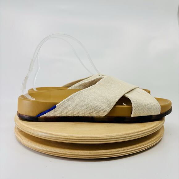 ROTHY'S 'The Weekend' Ivory Criss Cross Slide Sandals Women's Sz. 9 - Picture 6 of 10